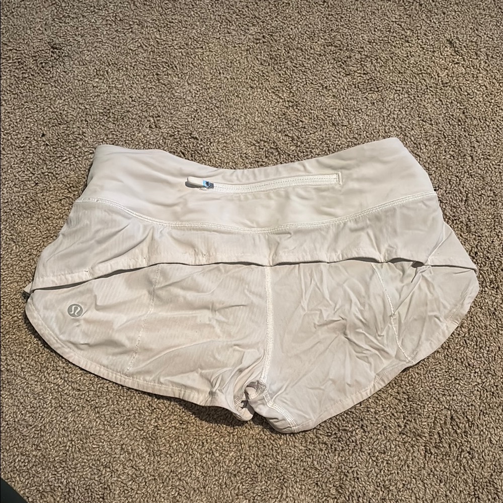 Lululemon White Speed Up Shorts